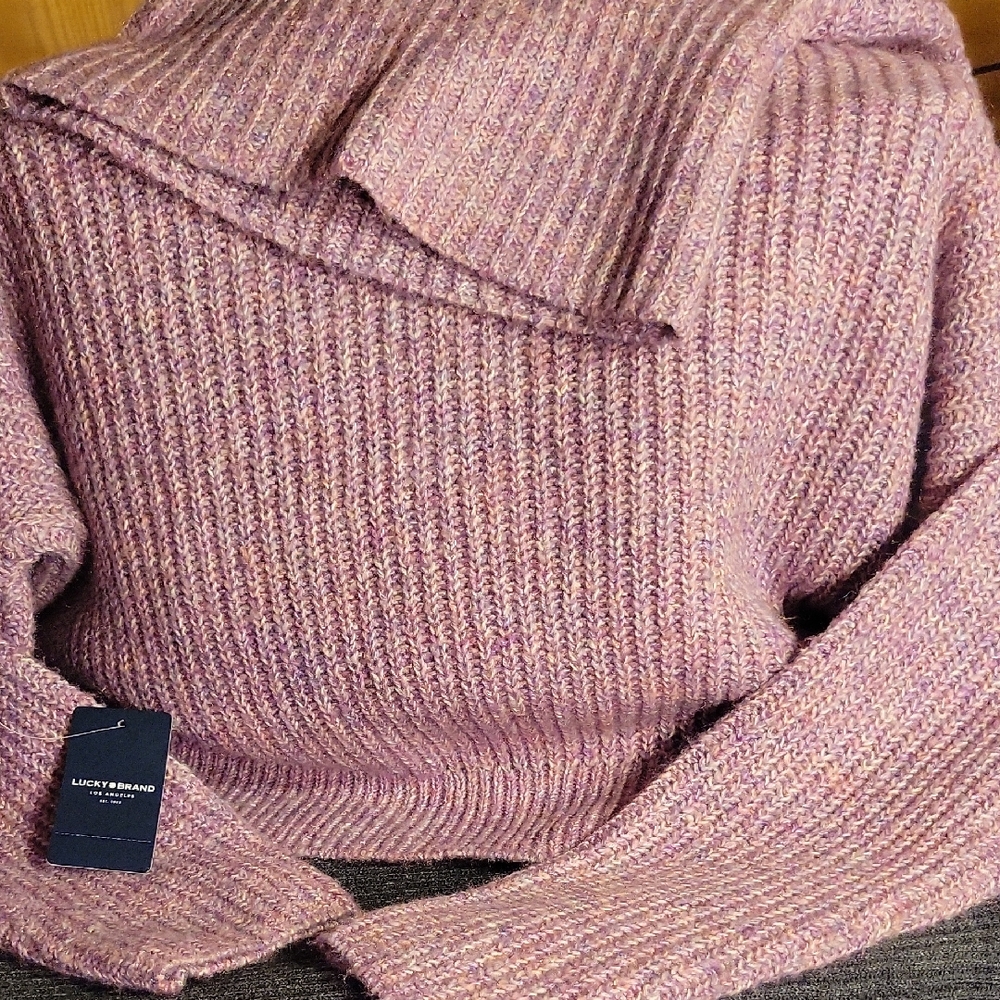 NWT Lucky Brand pink boxy loose turtleneck sweater